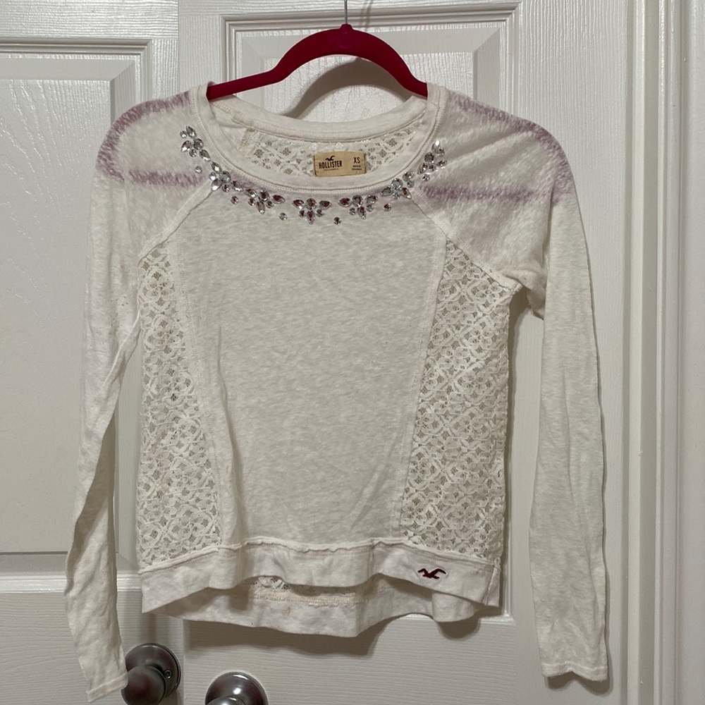 Hollister- White Long Sleeve Shirt- Size XS